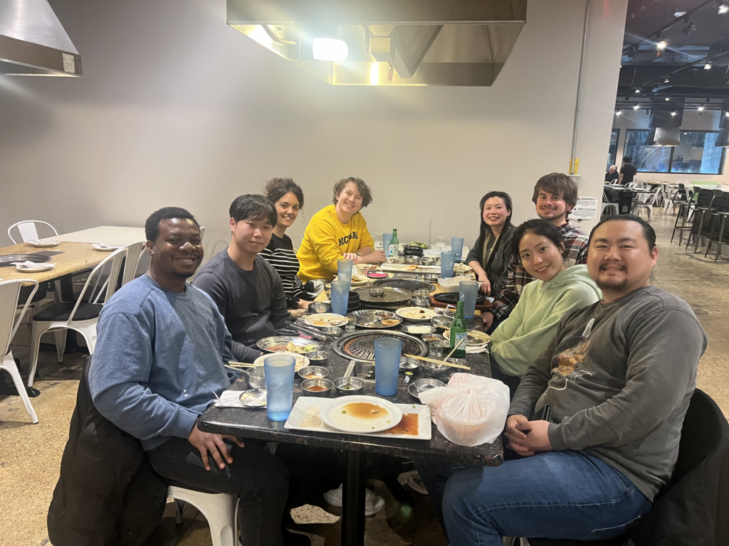 group of people at korean barbecue